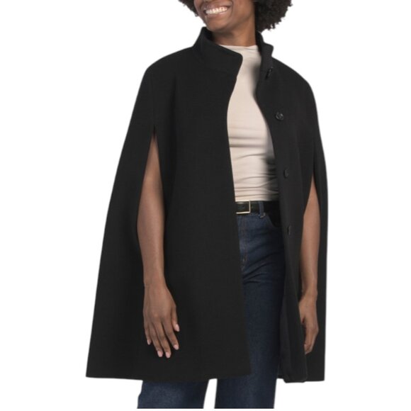 ICONS BY CINZIA ROCCA Jackets & Blazers - ICONS BY CINZIA ROCCA Wool Blend Stand Collar Cape With Front Arm Openings